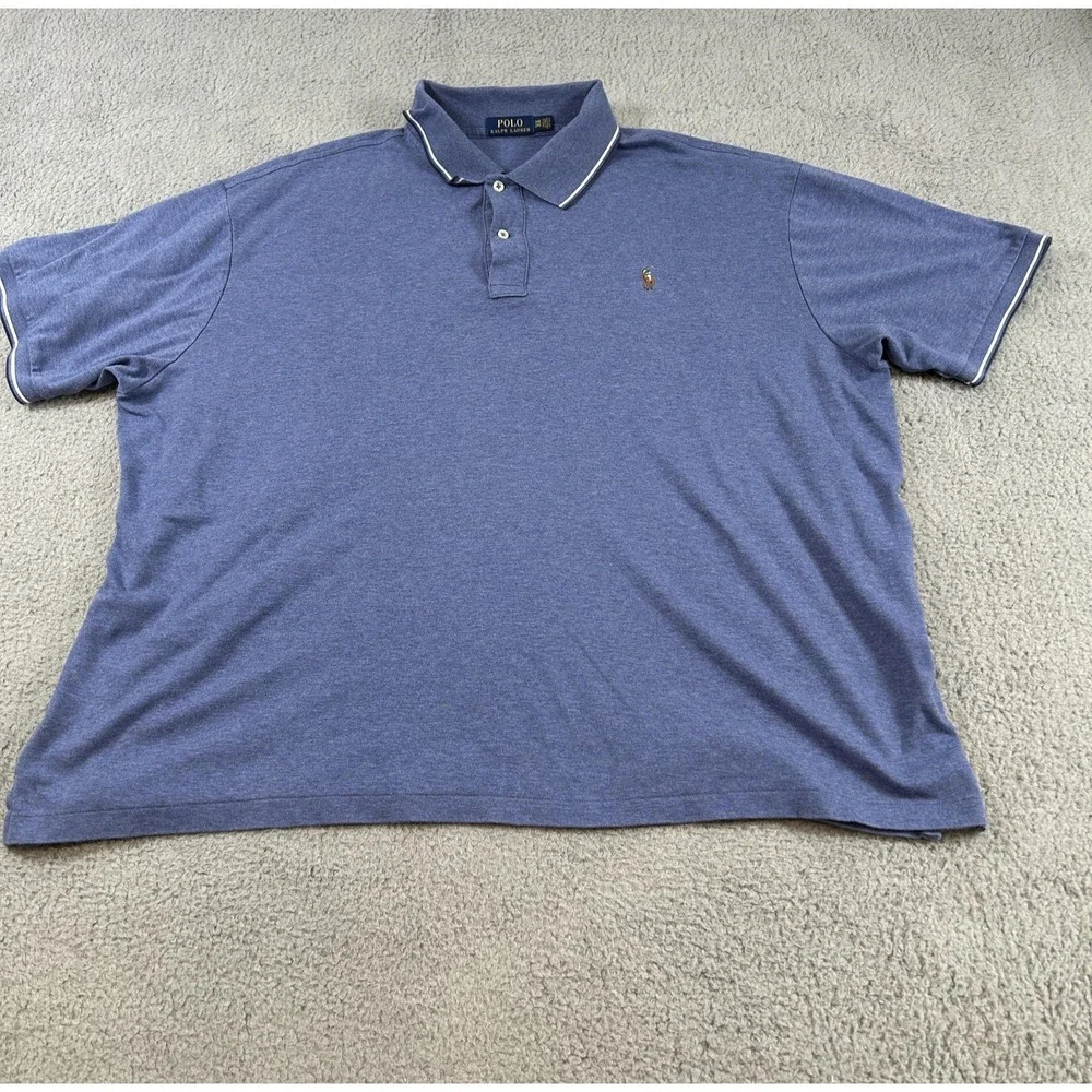 Polo Ralph Lauren Polo Shirt Mens 3XL Blue‎ Pima Cotton Big Pony Classic Fit